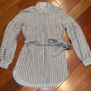 Express Long Button Down Top